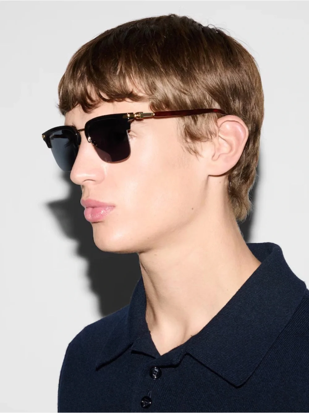 Gucci Men’s Square Sunglasses in Black and Gold-Tone
